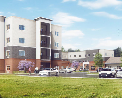 Exterior Rendering of Traditions of Mill Creek by Vitality Senior Living