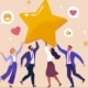 Illustration of the team holding a gold star