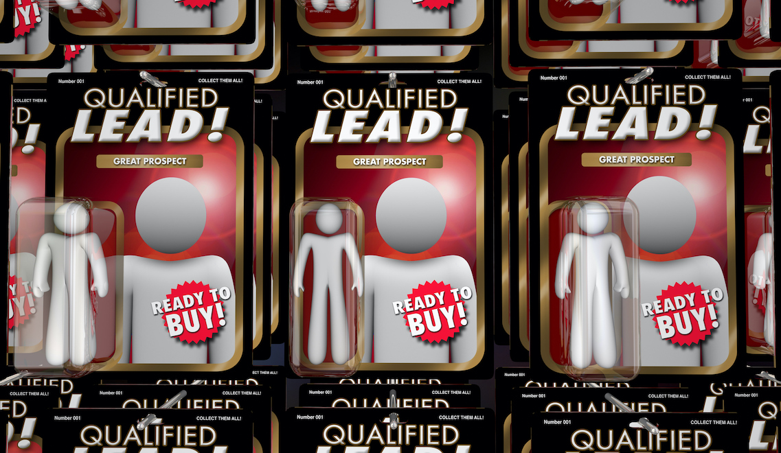 Image of toy-like packaging labeled "Qualified Lead! Great Prospect" featuring a white human figure and a red "Ready to Buy!" sticker inside each package—perfect for illustrating Senior Living Sales Tips.