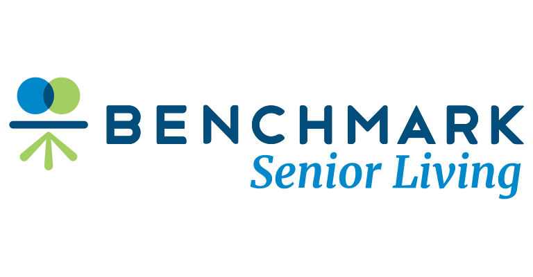 Benchmark Senior Living logo with blue and green icon above the text "Benchmark Senior Living" on a light background.