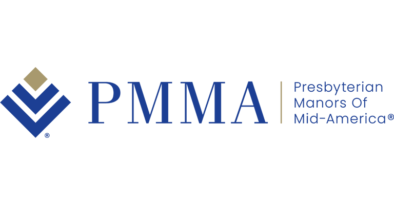 PMMA logo with blue geometric design and text reading "PMMA Presbyterian Manors Of Mid-America®" on a light background.